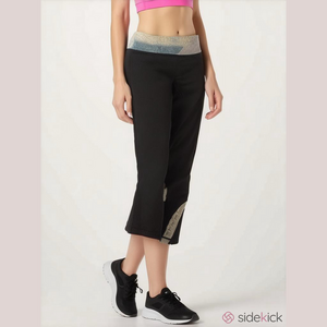 Lululemon Run Inspire Black Floral Patchwork Waistband Crop Leggings